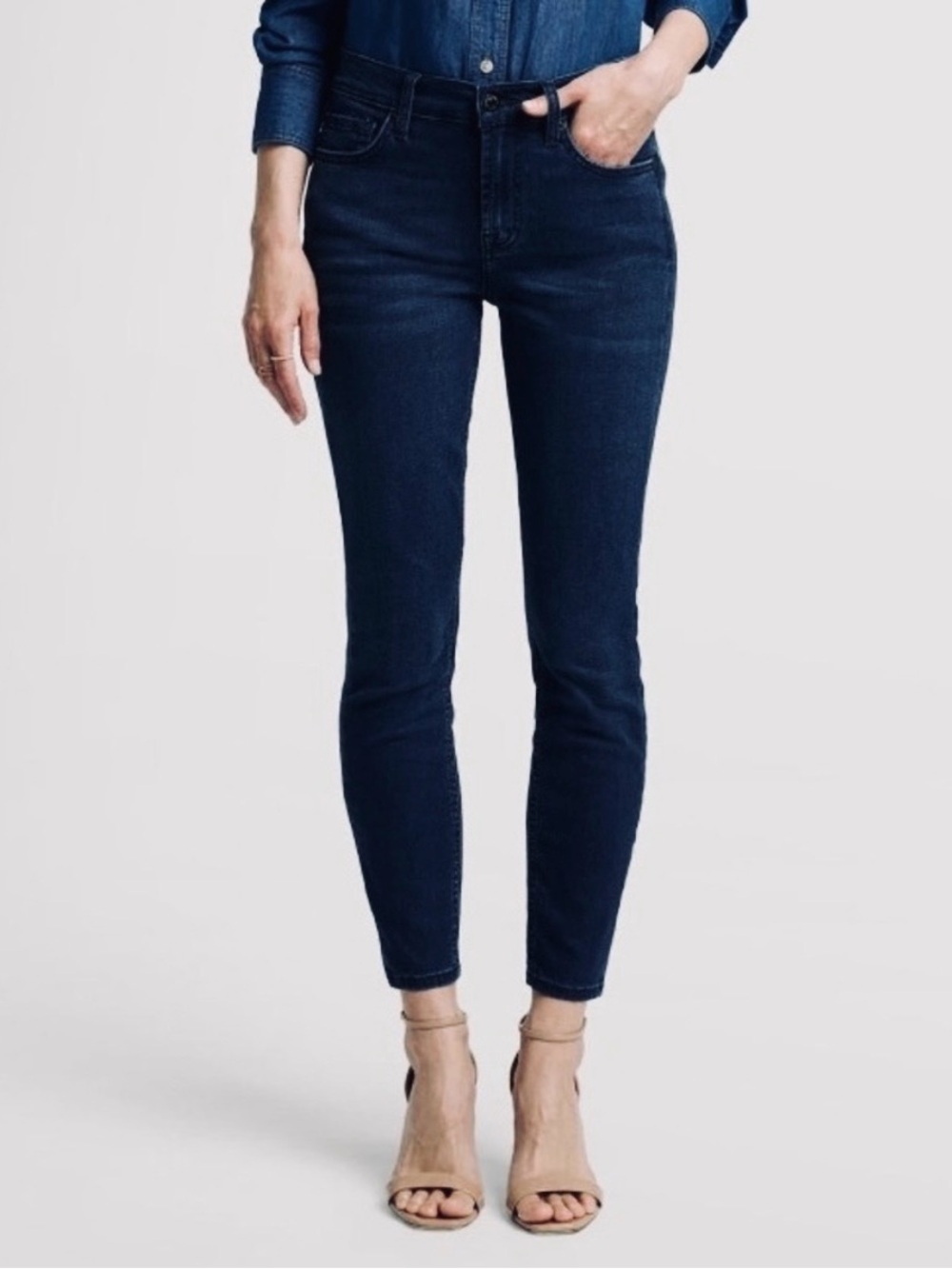 7 For All Mankind FAM  b(air) denim Dark Blue Skinny Jeans (25)